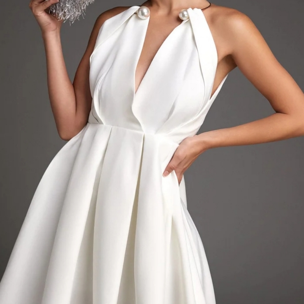 White Mini Halter Dress